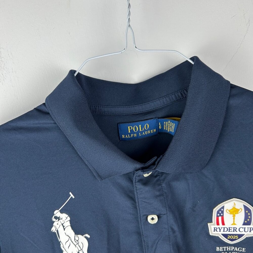 RYDER CUP 2025 POLO SHIRT RALPH LAUREN GOLF GIFT BETHPAGE Blue WOMENS LARGE EUC - Picture 6 of 12